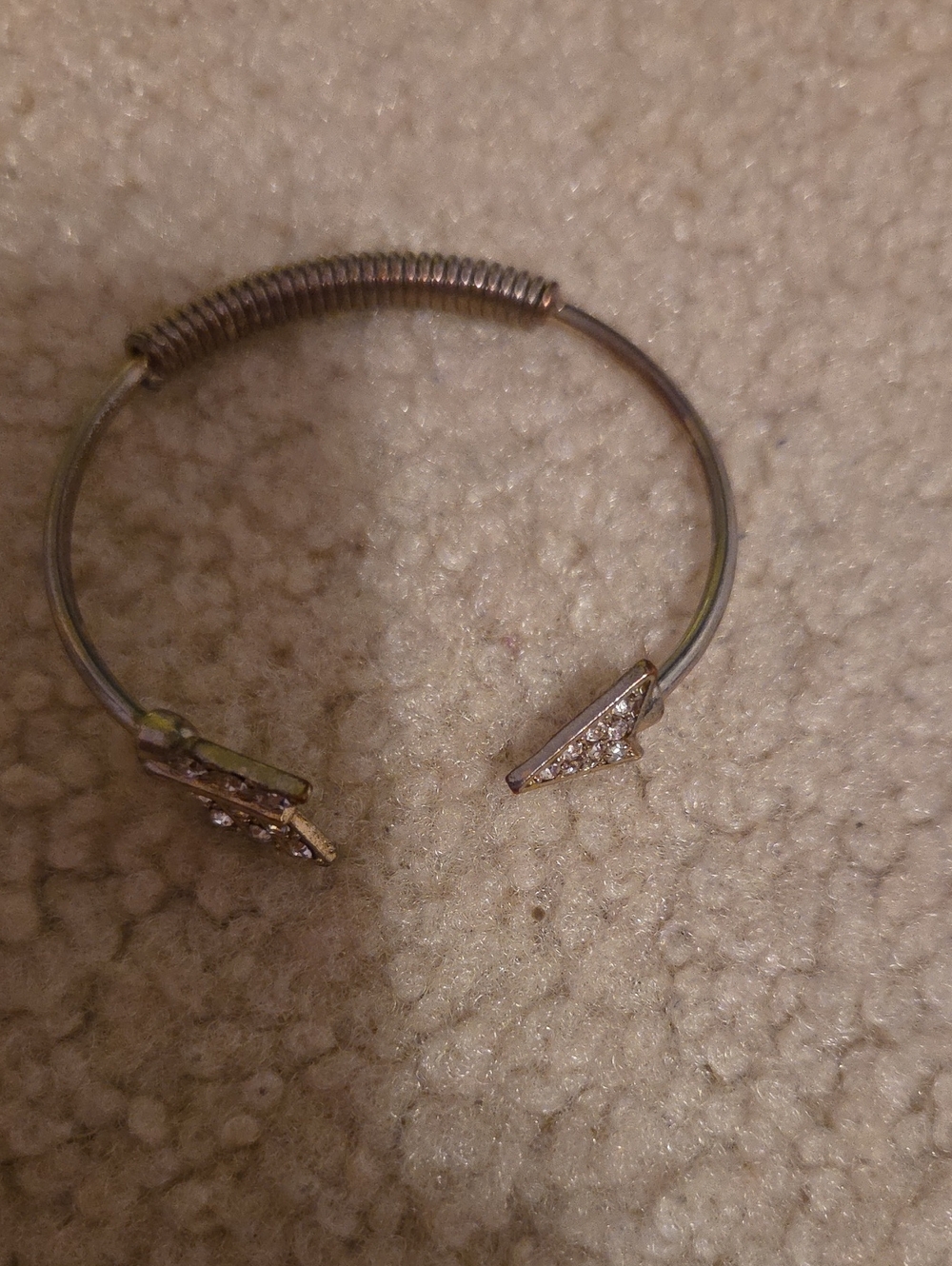 Paved Arrow Open Cuff Bracelet in Silver Tone